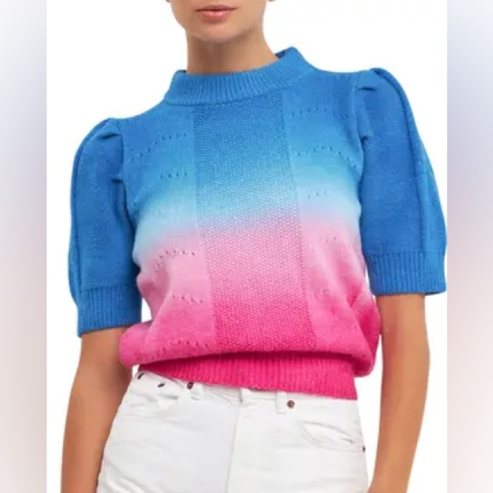 English Factory Ombré Short Sleeve Sweater size M